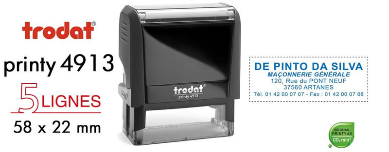 cachet tampon trodat printy 4913 58x22mm 5 lignes