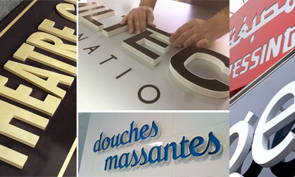 conception, fabrication et pose enseigne lumineuse alucobond, lettre plexi LED à en Tunisie 